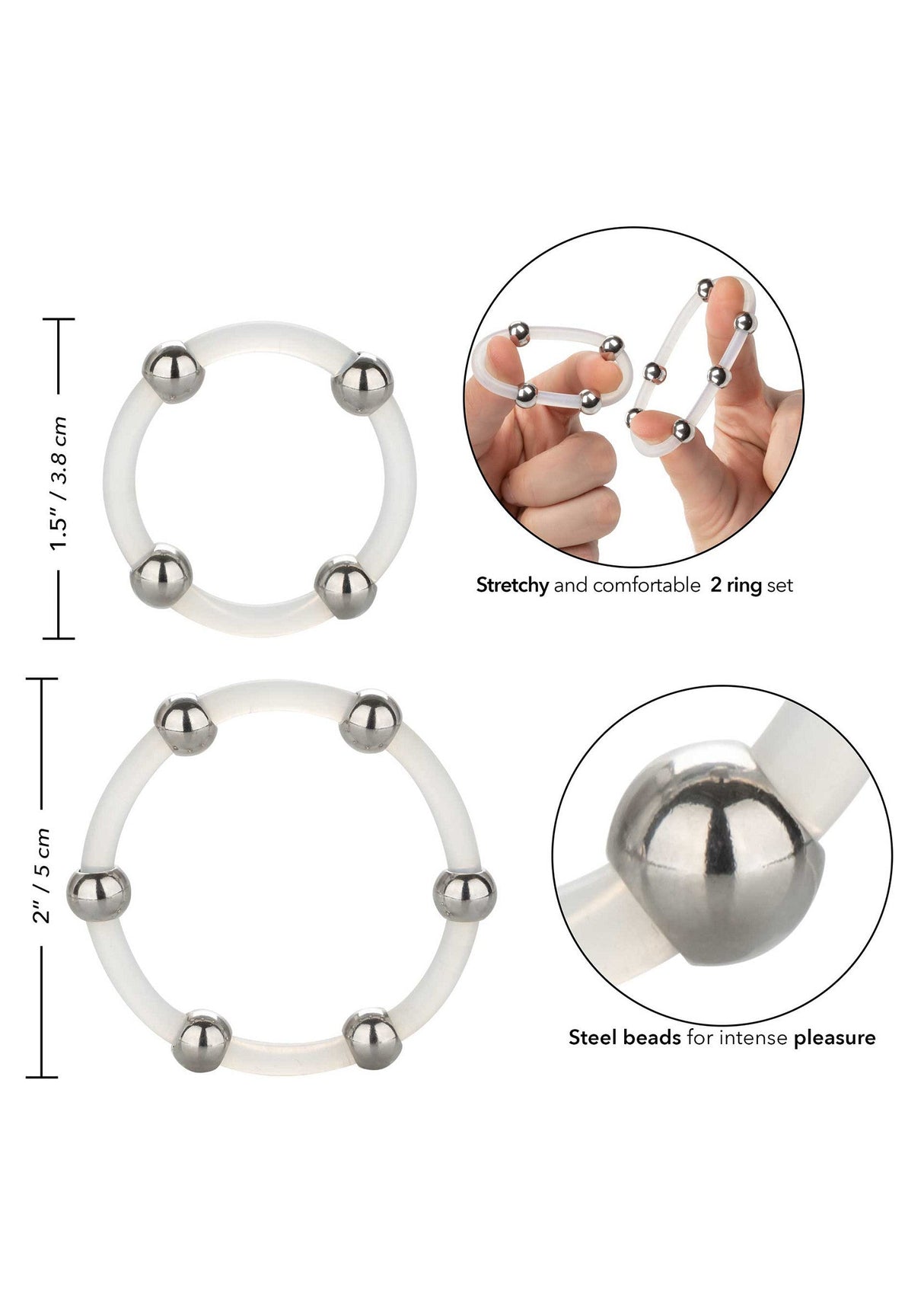 Steel Beaded Silicone Ring Set