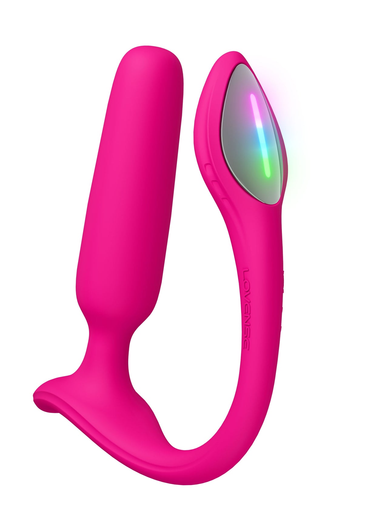 Pink electronic device with a reflective surface on a white background