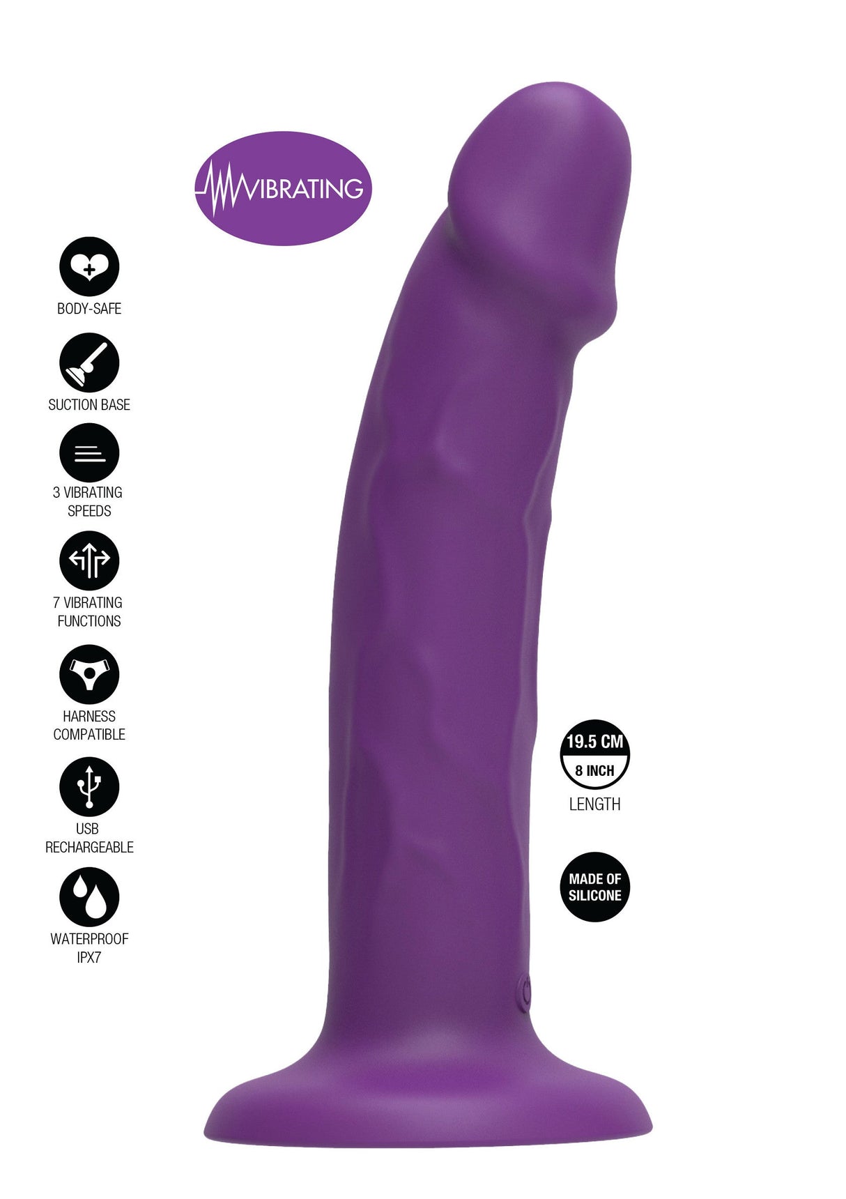Harness Dong Vibrating Silicone 19,5 cm