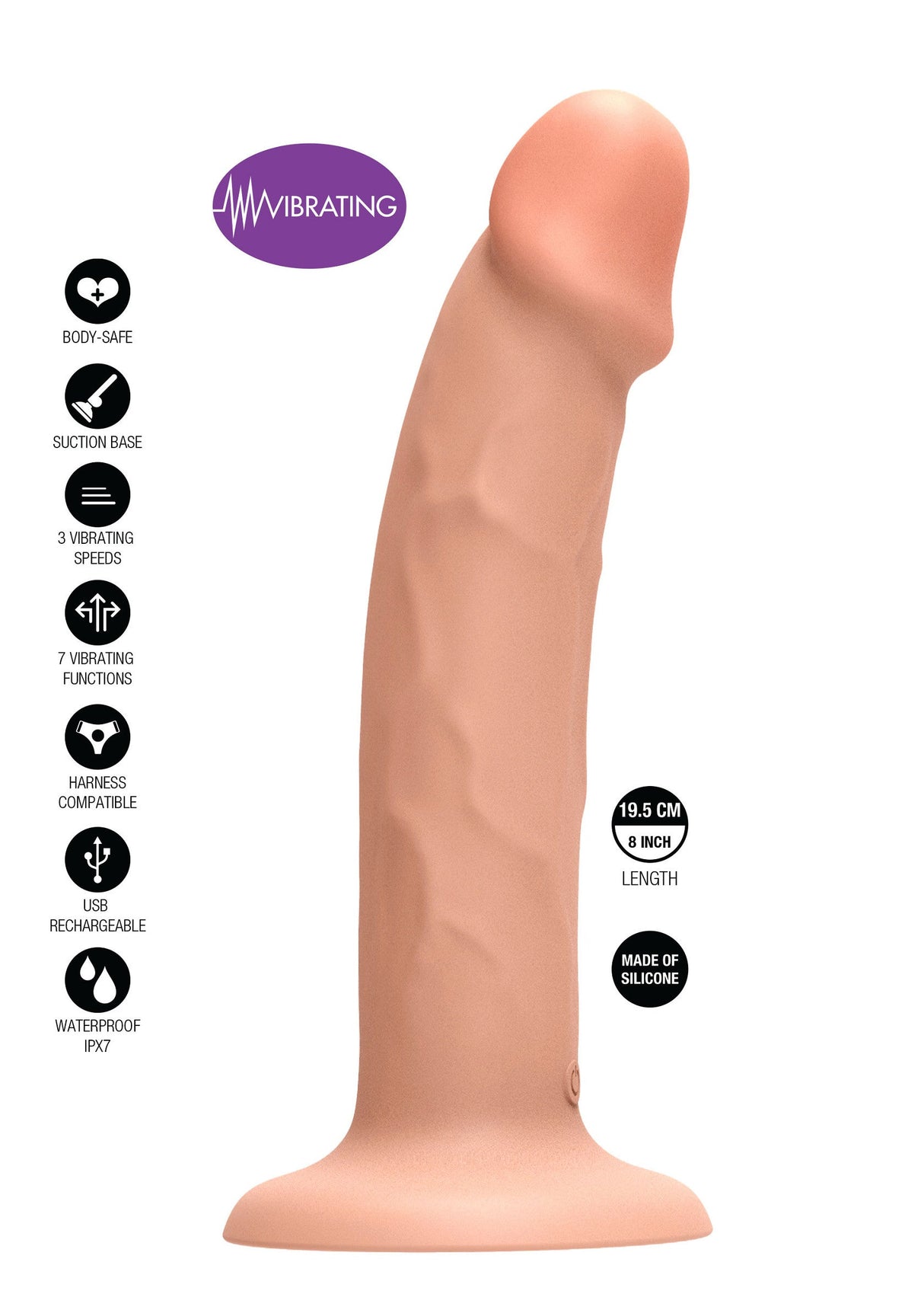 Harness Dong Vibrating Silicone 19,5 cm