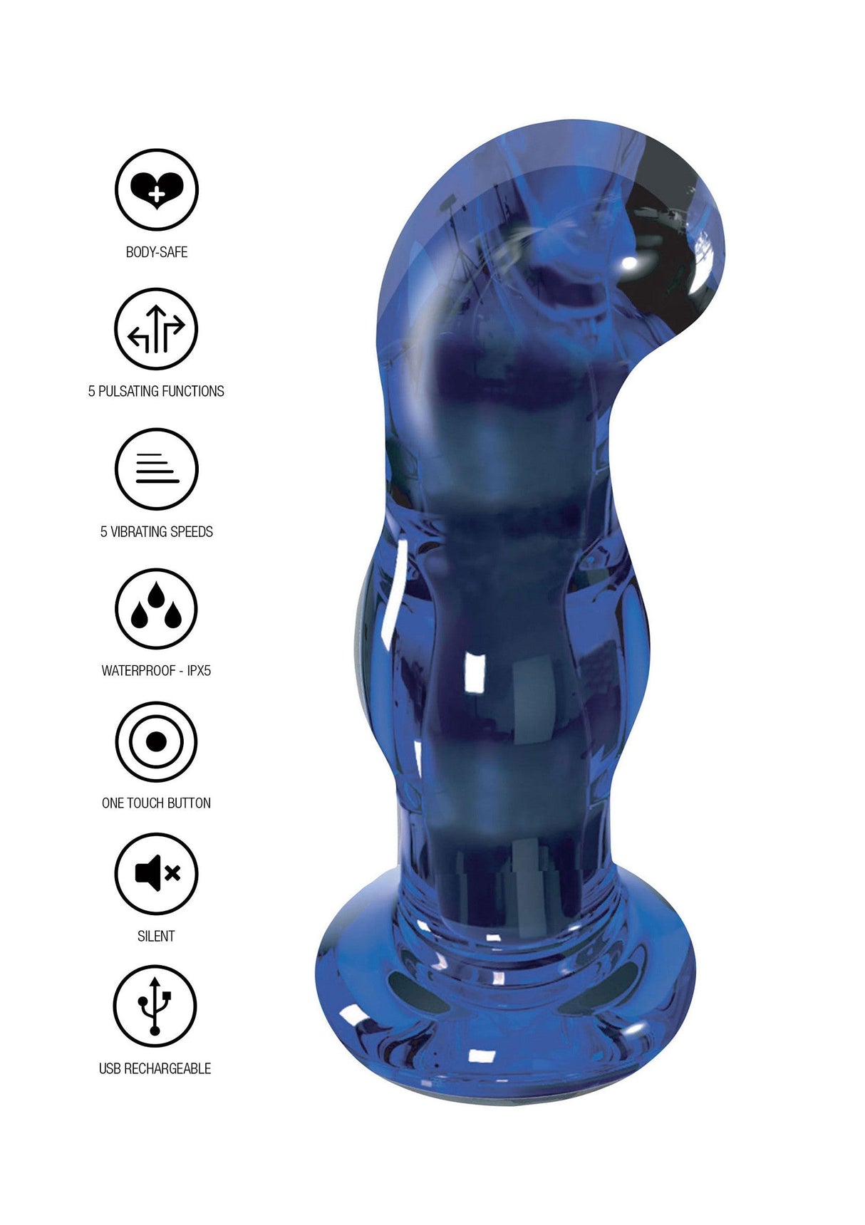Glänzender vibrierender Glas-Plug