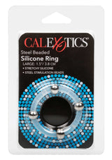 Steel Beaded Silicone Ring L