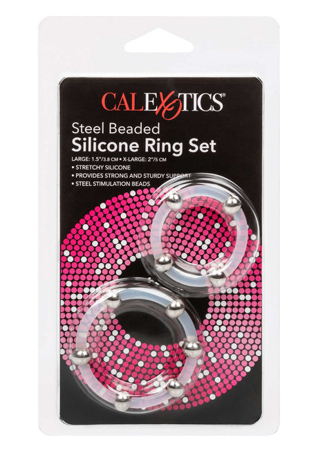 Steel Beaded Silicone Ring Set