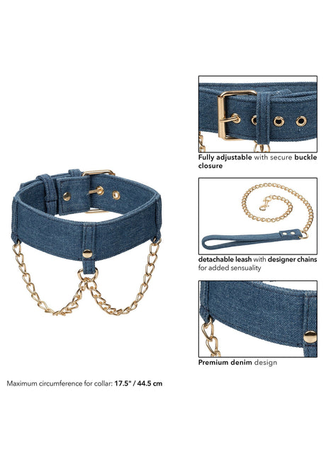 Ride Em Denim Collar + Leash