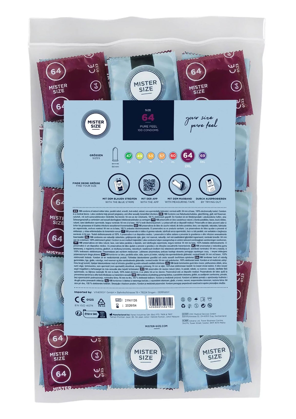 MISTER SIZE 64mm Condoms 100pcs